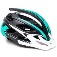 Шолом велосипедний CIGNA WT-016, L (58-61см) з білим козирком, чорно-біло-бірюзовий