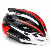 Шолом велосипедний CIGNA WT-016 М (54-57см) з білим козирком, чорно-біло-червоний