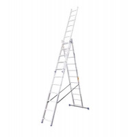 Драбина алюмінієва 3-х секційна BLUETOOLS (3х11 ступенів) (160-9028)