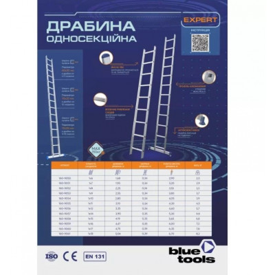 купити Драбина опорна односекційна BLUETOOLS Expert (12 ступенів) (160-9056) в Україні на AGROmachine.com.ua