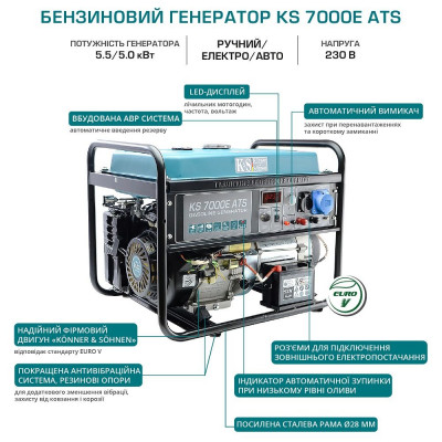 купити Генератор бензиновий Konner&Sohnen KS 7000E ATS в Україні на AGROmachine.com.ua