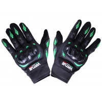 Моторукавички всесезонні (короткі) VIRTUE size ХL поліестер карбон на липучці зелені